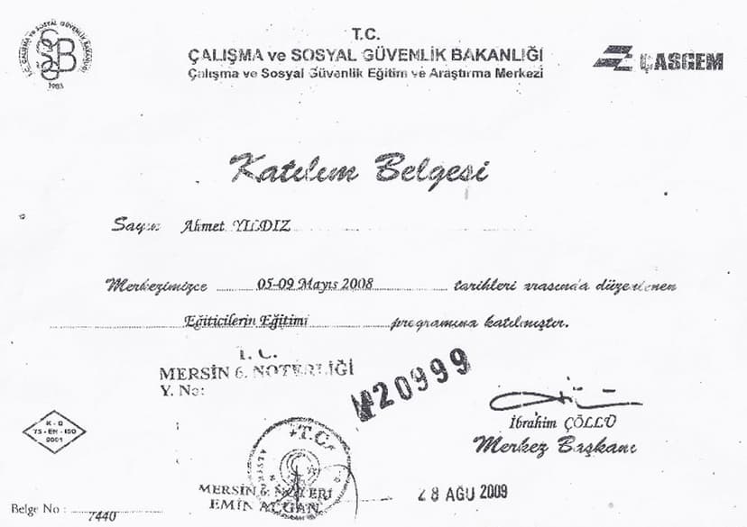 Eğitime Katılım Belgesi Örneği