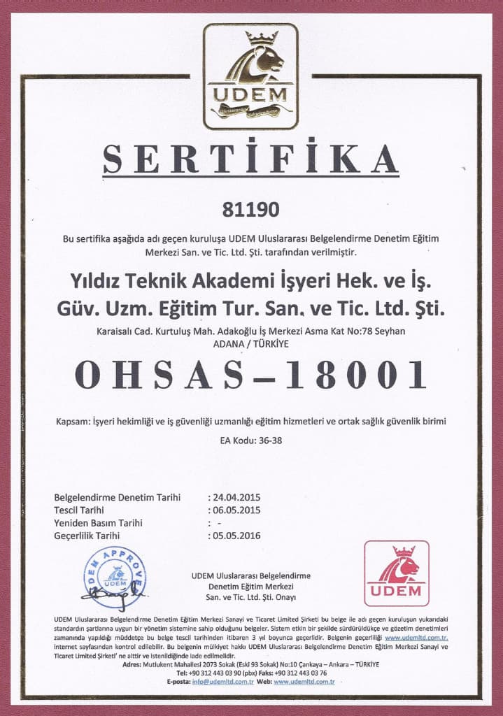 OHSAS 18001 / ISO Belgesi